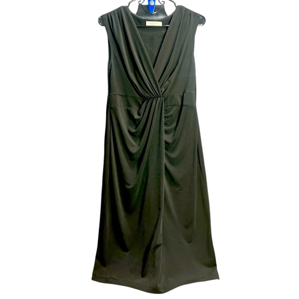 LIZ CLAIBORNE Black Dress Sleeveless Wrap Blouse V-Neck Formal Dress size Small